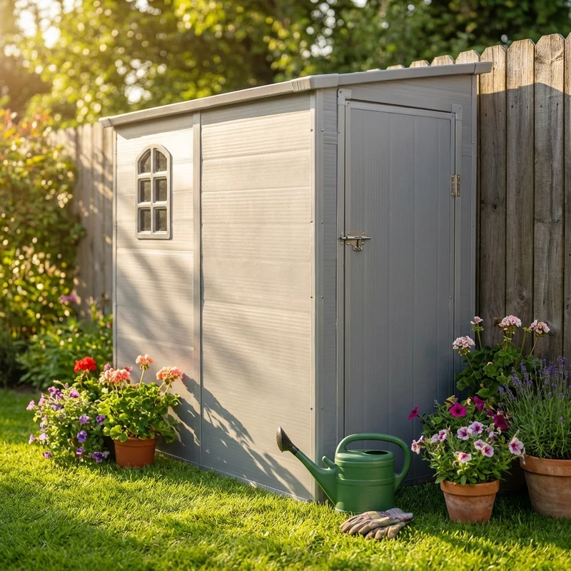 Casetta Porta Attrezzi da Giardino in Plastica cm 111x191x194 - REX