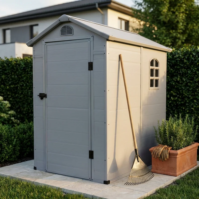 Casetta Porta Attrezzi da Giardino in Plastica cm 134x192x204 - FOX