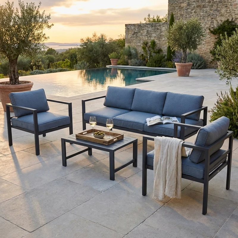 Salotto da Giardino 4 posti in Alluminio cm 184x70x64 - LEX