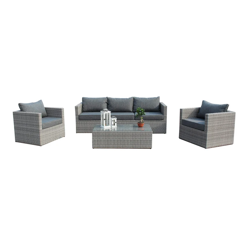 Salotto da Giardino con cuscini in Alluminio Wicker - NATHAN