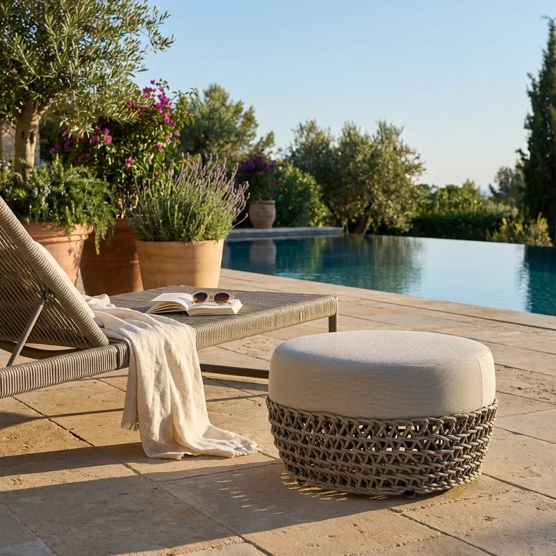 Pouf da Giardino in alluminio e corda - LOTUS