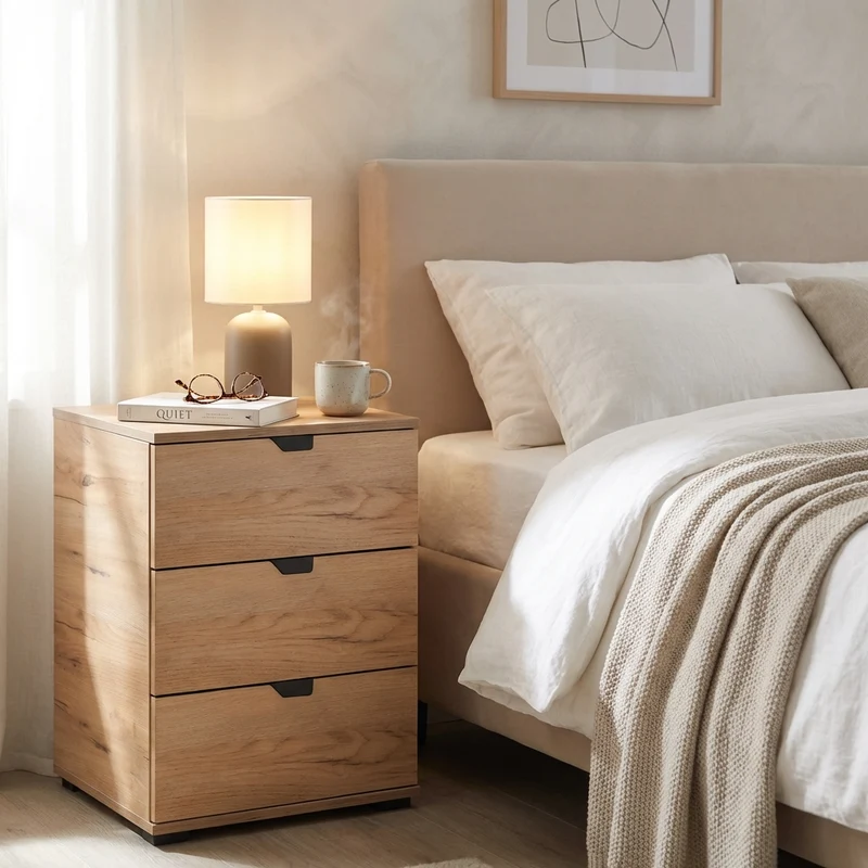 comodino moderno 3 cassetti cm 45x40x63 h - PLUS
