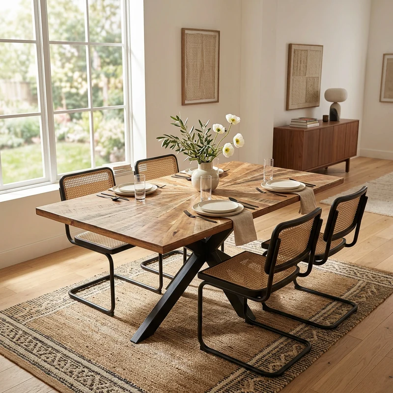 Tavolo da pranzo in legno di acacia 180x90 cm - RILEY
