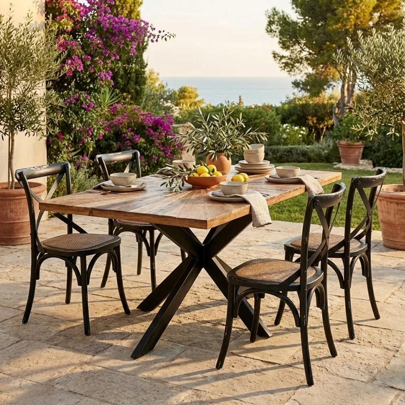 Tavolo da pranzo in legno di acacia 180x90 cm - RILEY