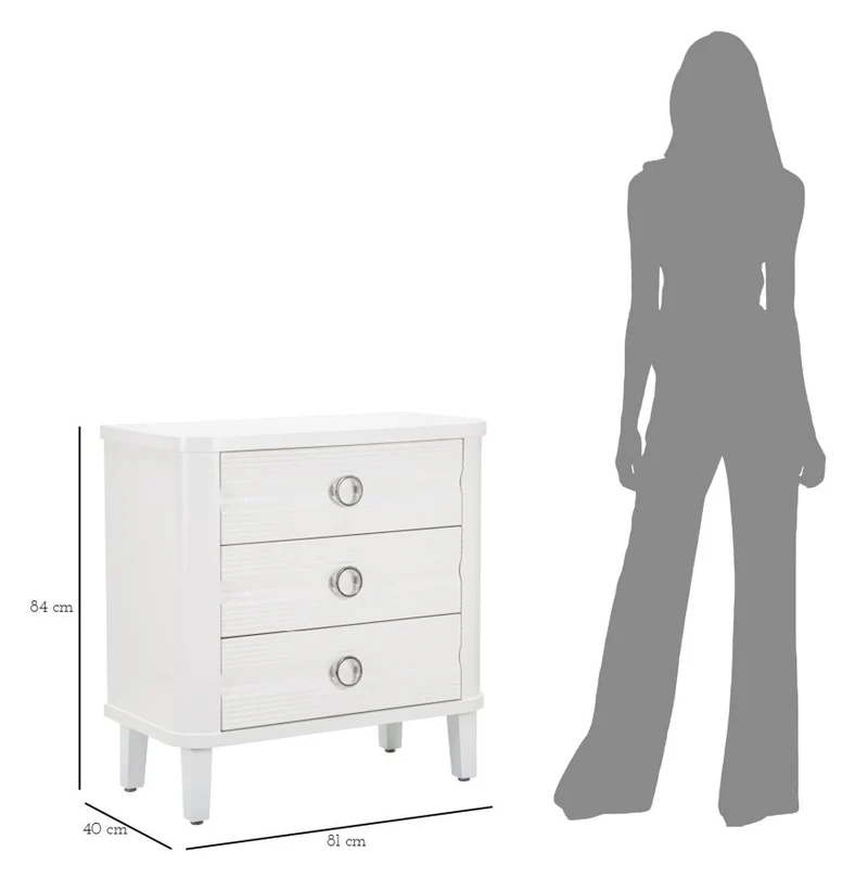 Cassettiera 3 Cassetti in Legno Stile Moderno 81x40x84 cm - SHINE