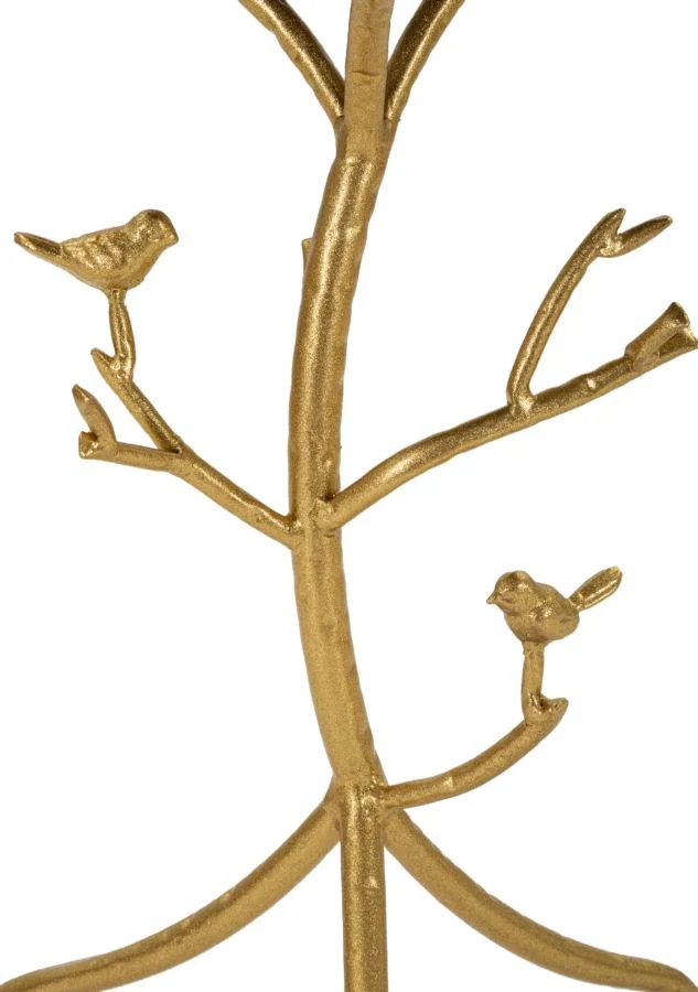 Tavolino rotondo effetto marmo con struttura dorata decorativa - BIRDS