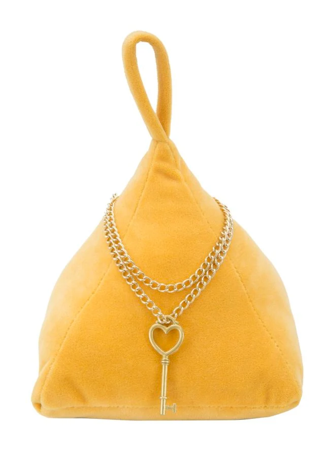 Fermaporte in velluto triangolare con pendente arancione 14x14x20 cm - TRIANGLE