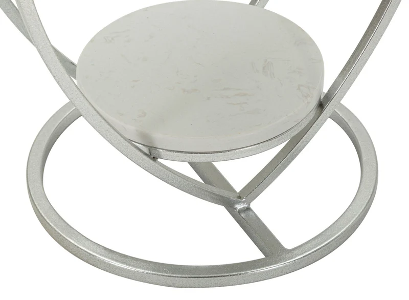 Tavolino rotondo effetto marmo struttura a cuore argento - HEART