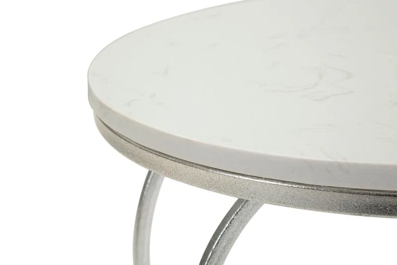 Tavolino rotondo effetto marmo struttura a cuore argento - HEART