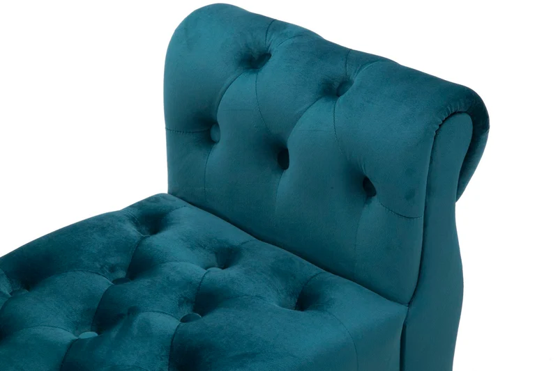 Panchetta imbottita tessuto ottanio con gambe oro 120x40x60 cm - PARIS