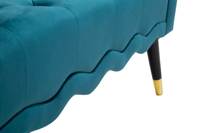 Panchetta imbottita tessuto ottanio con gambe oro 120x40x60 cm - PARIS