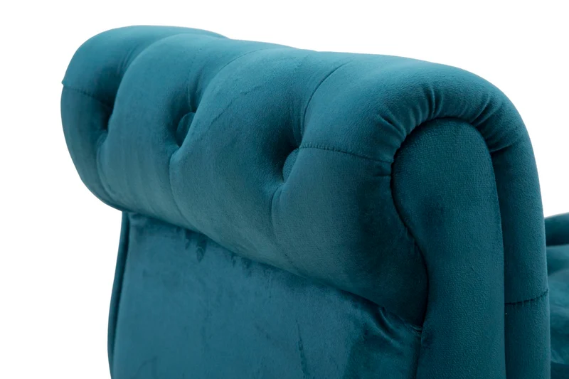 Panchetta imbottita tessuto ottanio con gambe oro 120x40x60 cm - PARIS