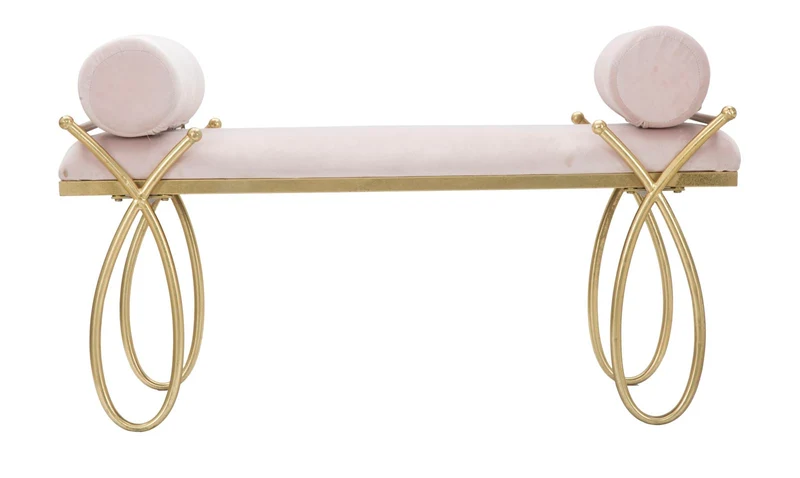 Panca in velluto con struttura in metallo dorato stile Liberty - RIBBON