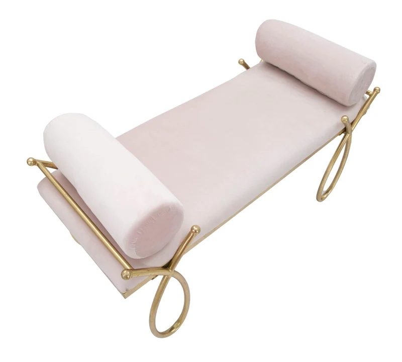 Panca in velluto con struttura in metallo dorato stile Liberty - RIBBON