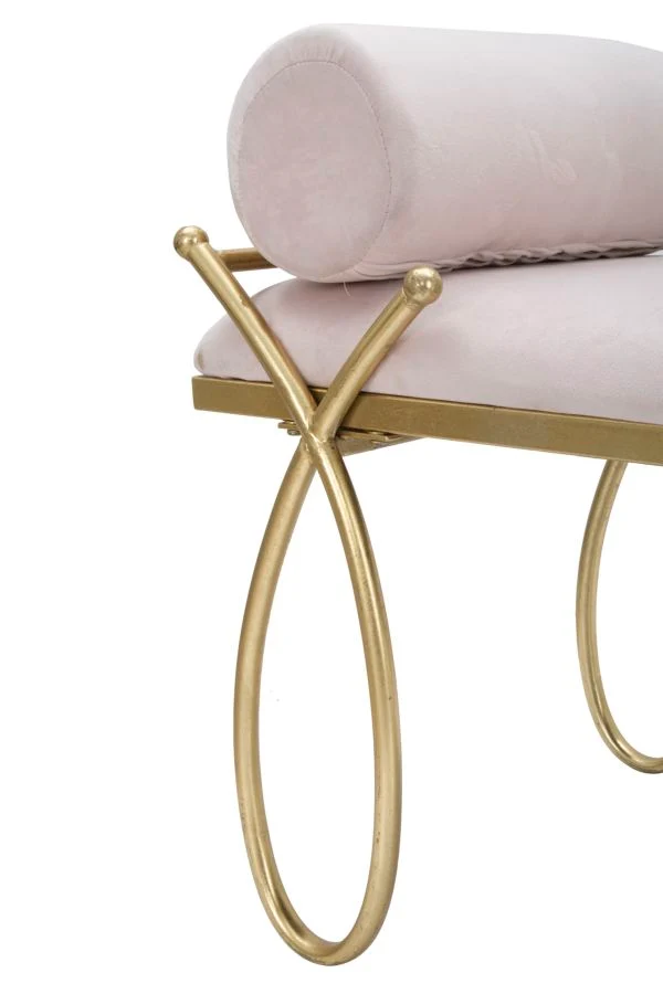 Panca in velluto con struttura in metallo dorato stile Liberty - RIBBON
