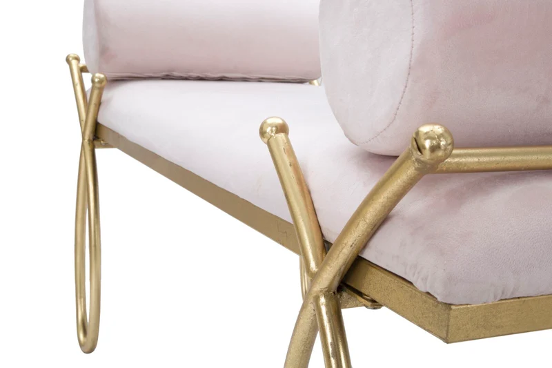 Panca in velluto con struttura in metallo dorato stile Liberty - RIBBON