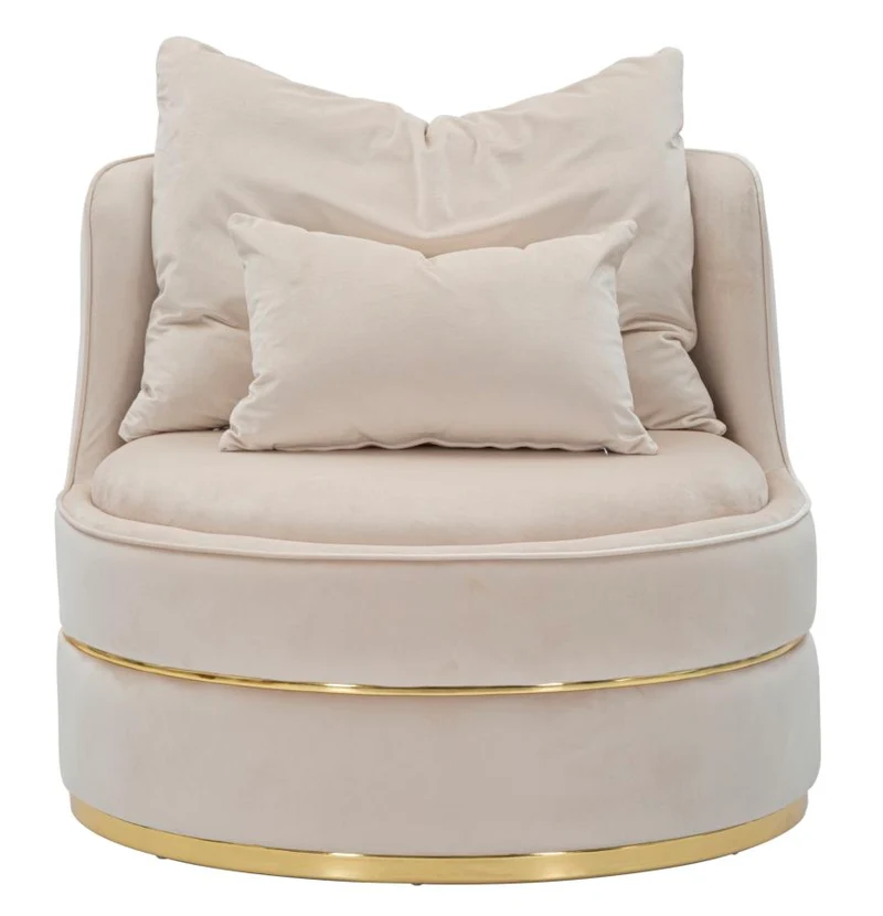 Poltrona rotonda imbottita in tessuto con decori dorati - PARIS SPACEREMA GOLD