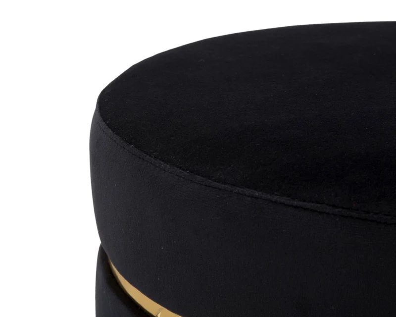 Sgabello in legno e velluto nero con fascia dorata stile vintage - PARIS NERO