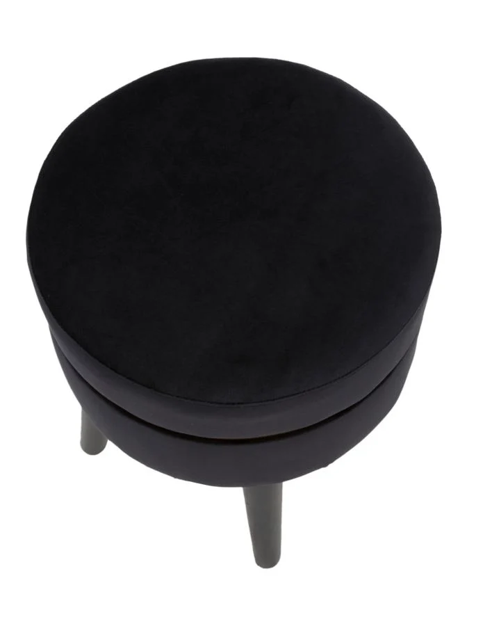 Sgabello in legno e velluto nero con fascia dorata stile vintage - PARIS NERO