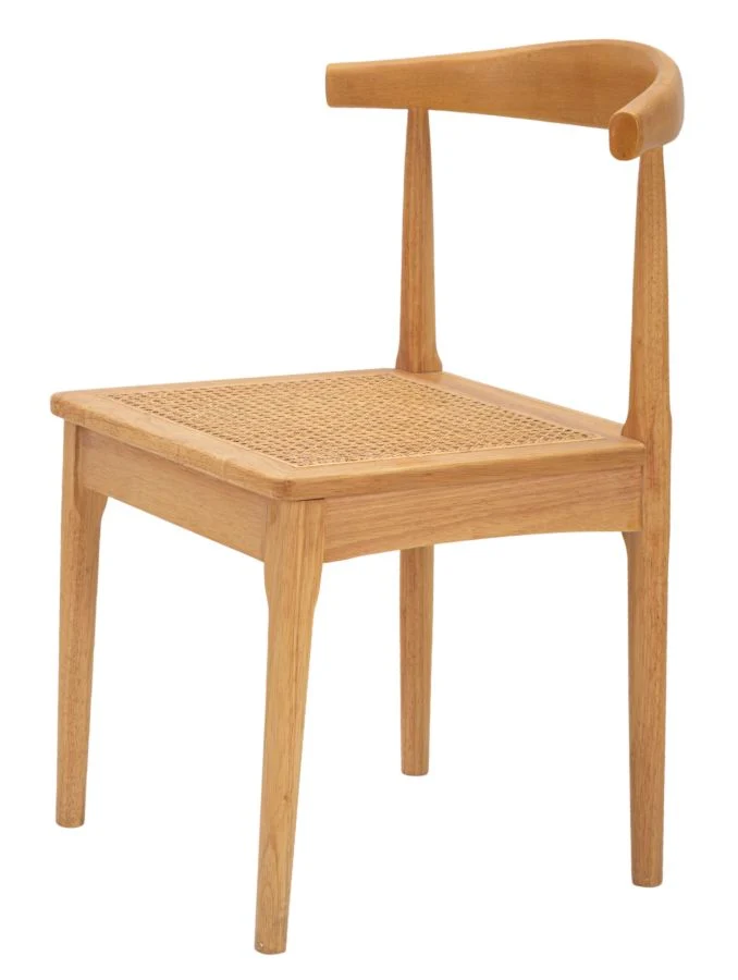 Sedia in Legno con Schienale Giapponese e Seduta in Rattan Set 2 Pezzi - JAPAN
