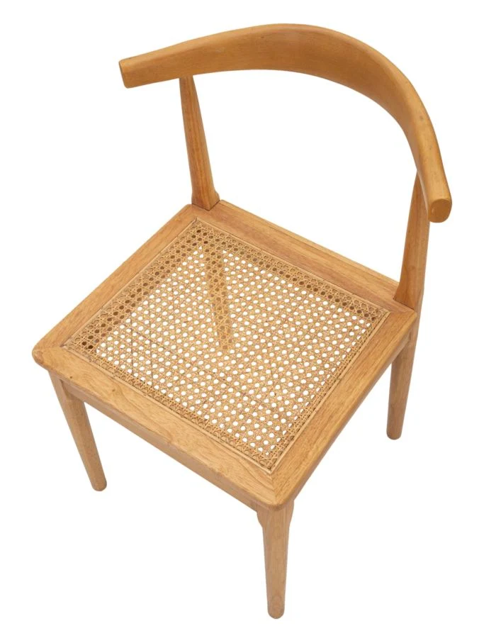 Sedia in Legno con Schienale Giapponese e Seduta in Rattan Set 2 Pezzi - JAPAN