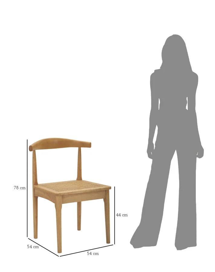 Sedia in Legno con Schienale Giapponese e Seduta in Rattan Set 2 Pezzi - JAPAN