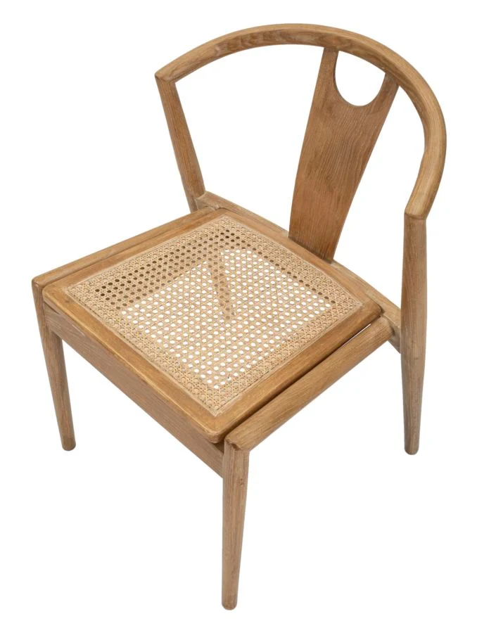 Sedia in Legno con Schienale Stile Giapponese e Seduta in Rattan - JAPAN
