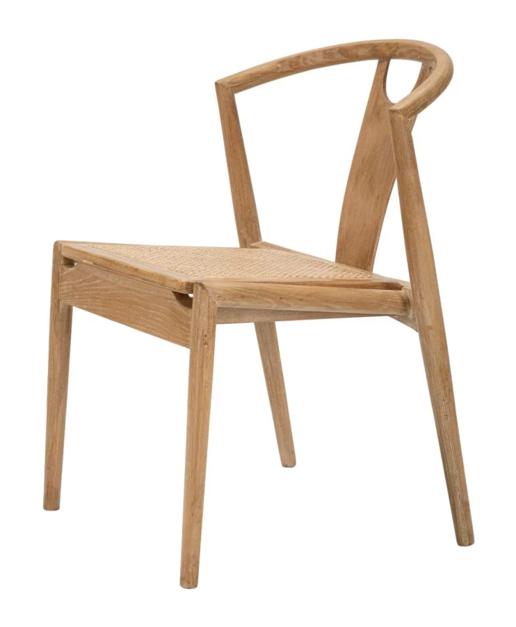 Sedia in Legno con Schienale Stile Giapponese e Seduta in Rattan - JAPAN