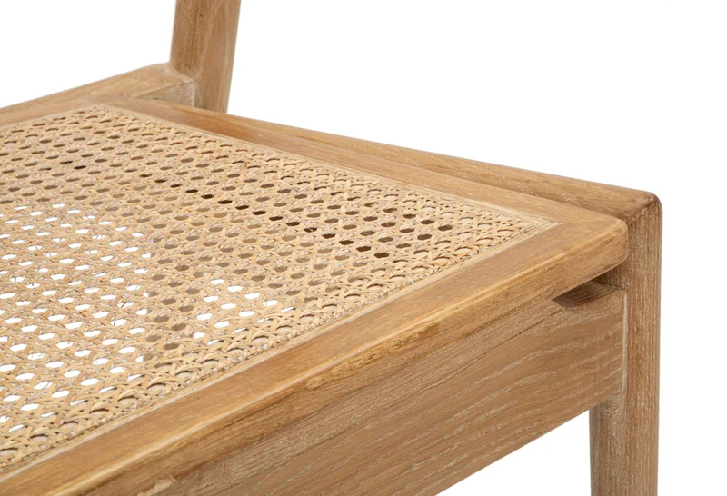 Sedia in Legno con Schienale Stile Giapponese e Seduta in Rattan - JAPAN
