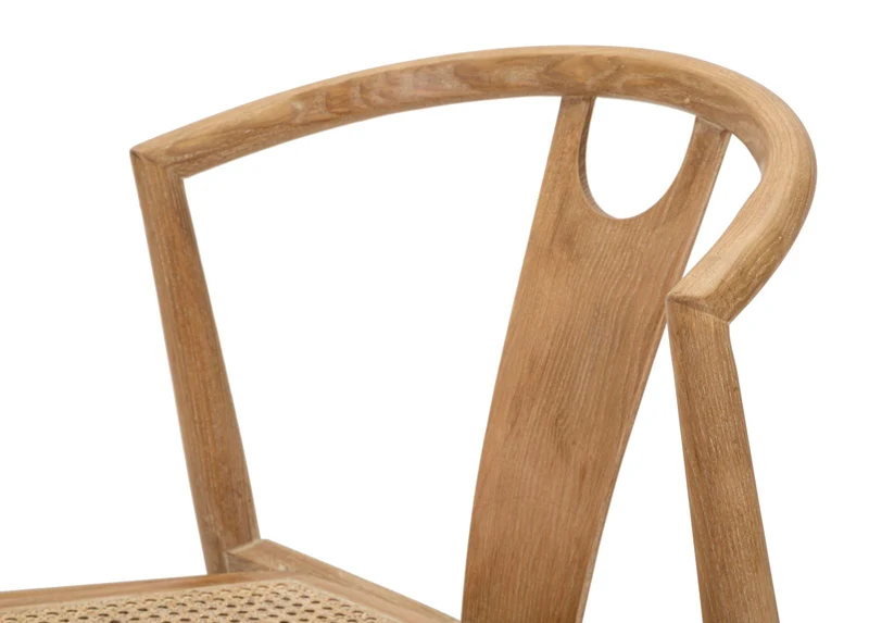Sedia in Legno con Schienale Stile Giapponese e Seduta in Rattan - JAPAN