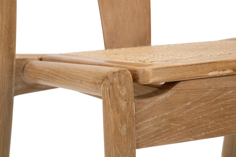 Sedia in Legno con Schienale Stile Giapponese e Seduta in Rattan - JAPAN