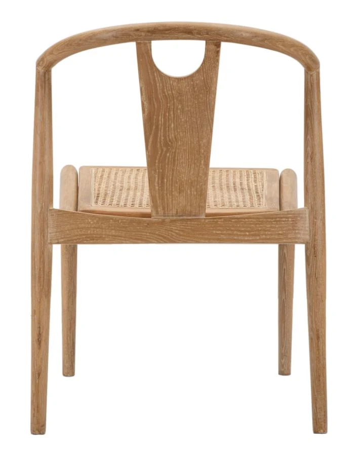 Sedia in Legno con Schienale Stile Giapponese e Seduta in Rattan - JAPAN