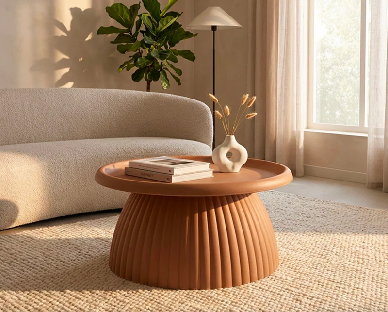 Tavolino rotondo design scultoreo diametro 70 cm altezza 35 cm - GEAX