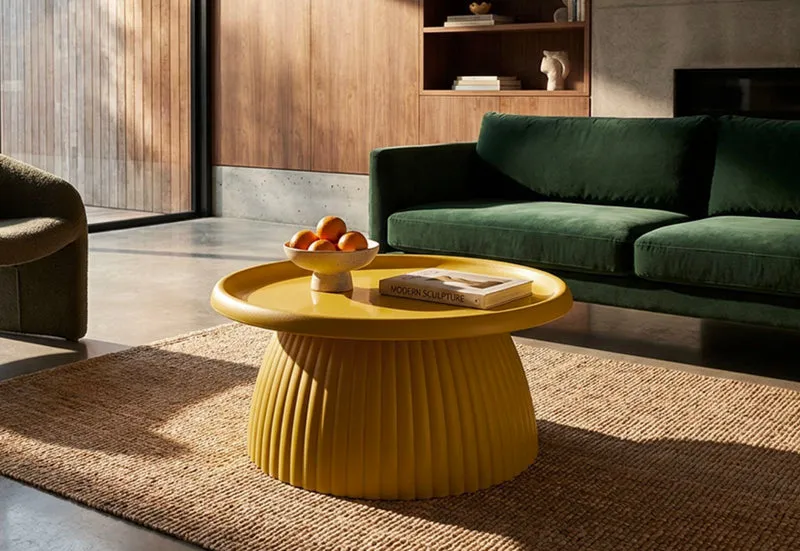 Tavolino rotondo design scultoreo diametro 70 cm altezza 35 cm - GEAX