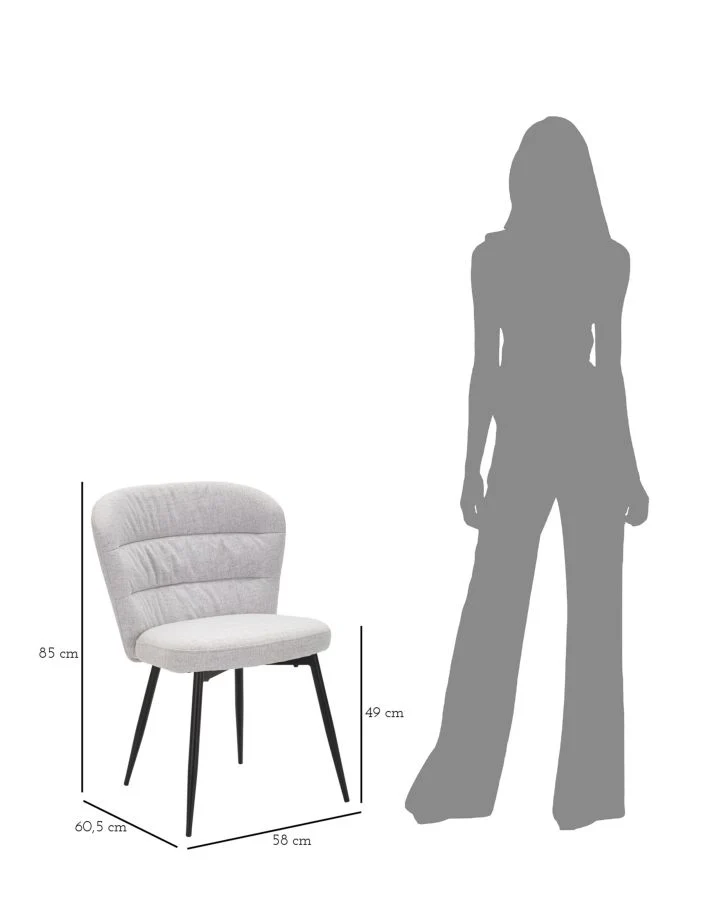 Sedia imbottita in tessuto con gambe in metallo set 2 pezzi - LOSANNA