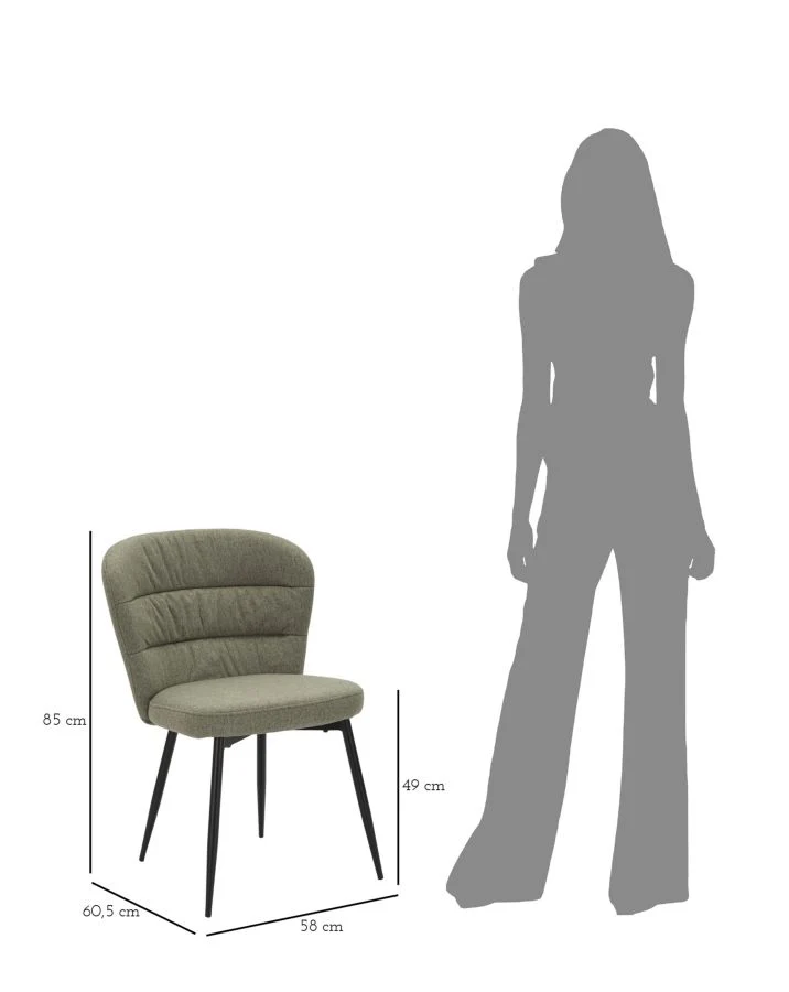 Sedia imbottita in tessuto con gambe in metallo set 2 pezzi - LOSANNA