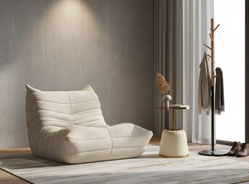 Poltrona design organico in tessuto bouclé per soggiorno moderno - MASK