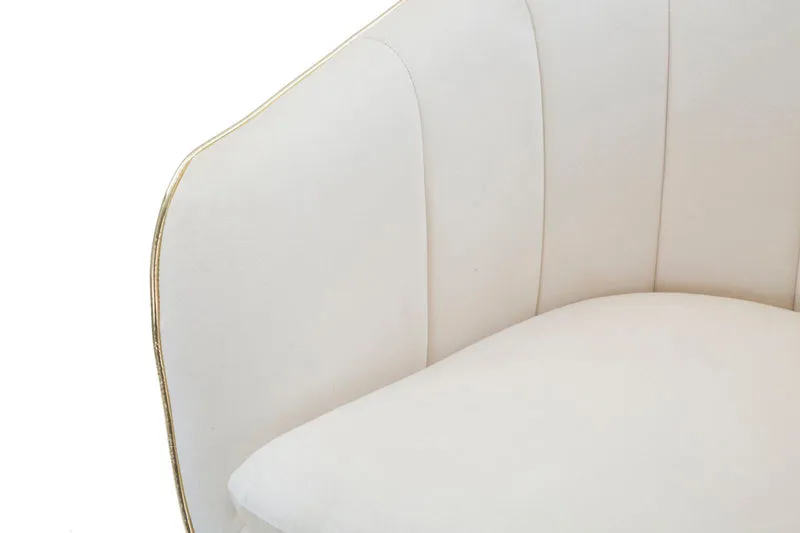 Poltrona imbottita in tessuto con rifiniture dorate e gambe in legno - PARIS