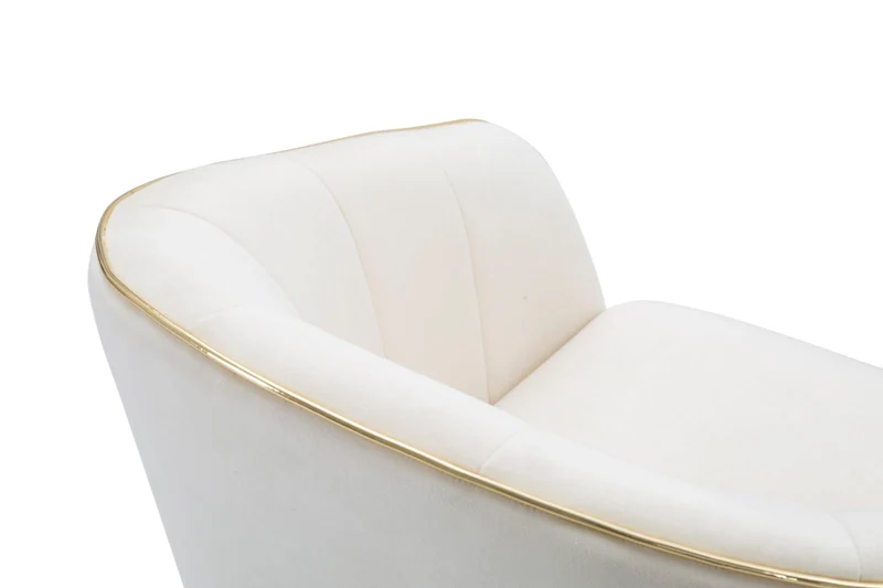 Poltrona imbottita in tessuto con rifiniture dorate e gambe in legno - PARIS