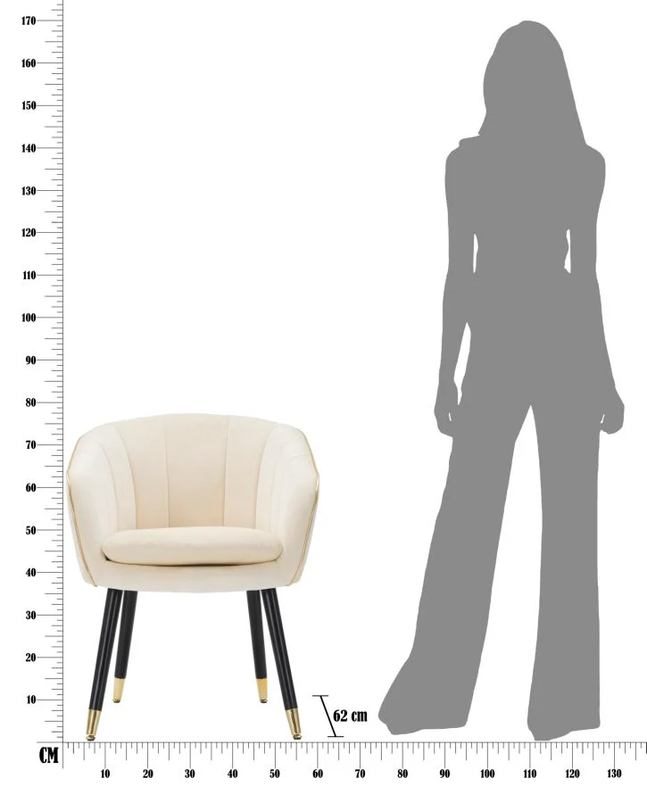 Poltrona imbottita in tessuto con rifiniture dorate e gambe in legno - PARIS
