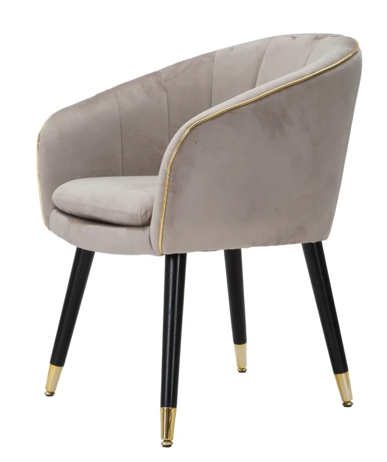 Poltrona imbottita in tessuto con rifiniture dorate e gambe in legno - PARIS