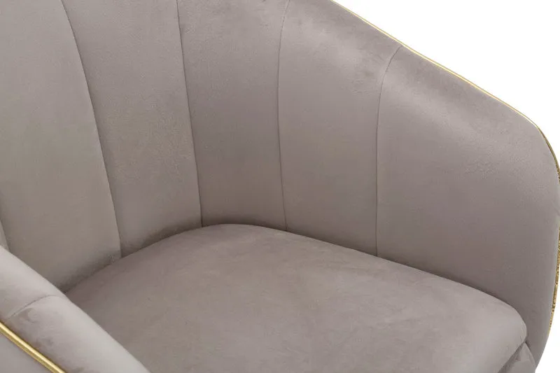 Poltrona imbottita in tessuto con rifiniture dorate e gambe in legno - PARIS