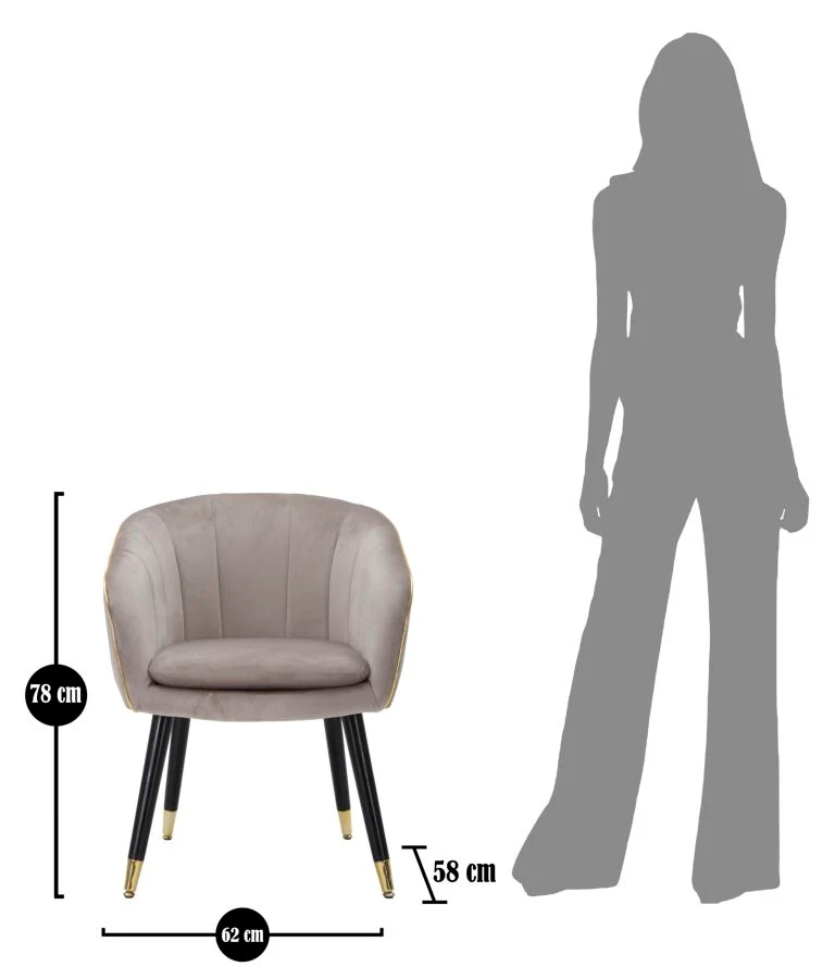 Poltrona imbottita in tessuto con rifiniture dorate e gambe in legno - PARIS