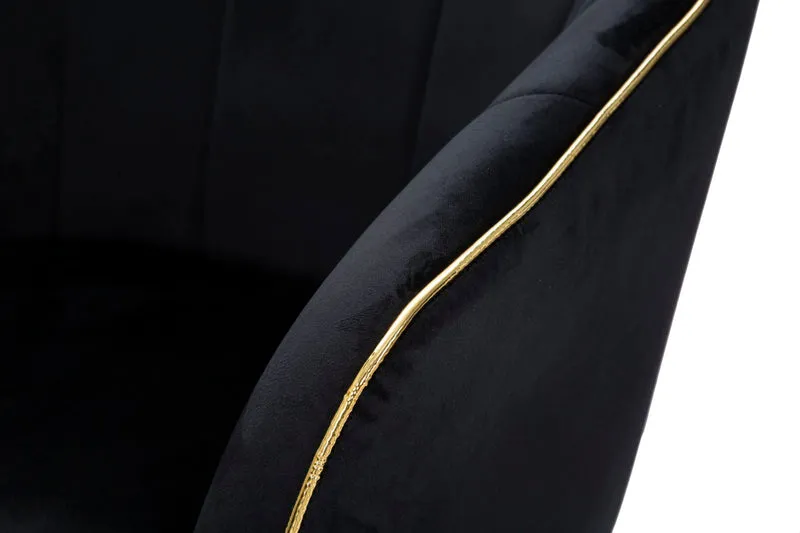 Poltrona imbottita in tessuto con rifiniture dorate e gambe in legno - PARIS