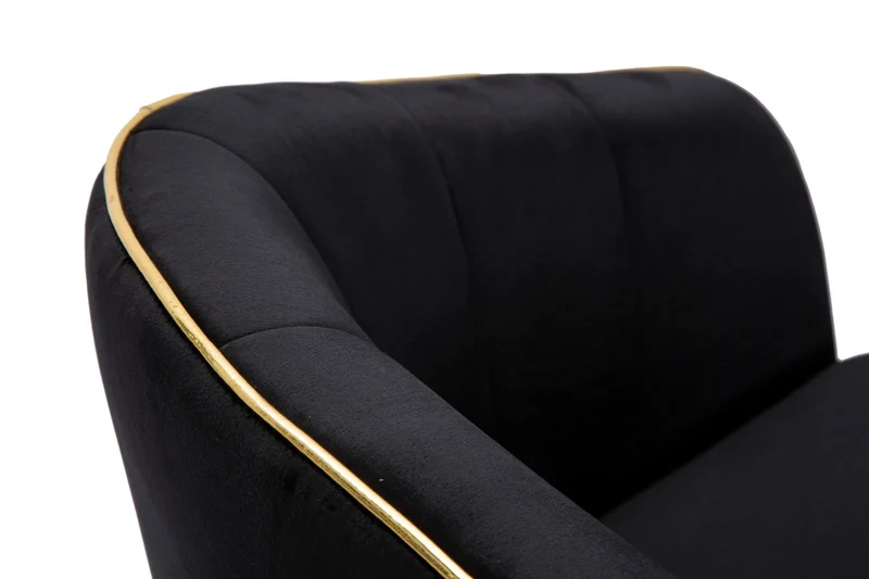 Poltrona imbottita in tessuto con rifiniture dorate e gambe in legno - PARIS