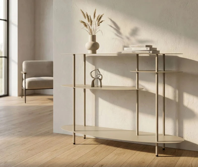 Consolle moderna con ripiano in finitura neutra 118x34x82 cm - SATURNO PLUS