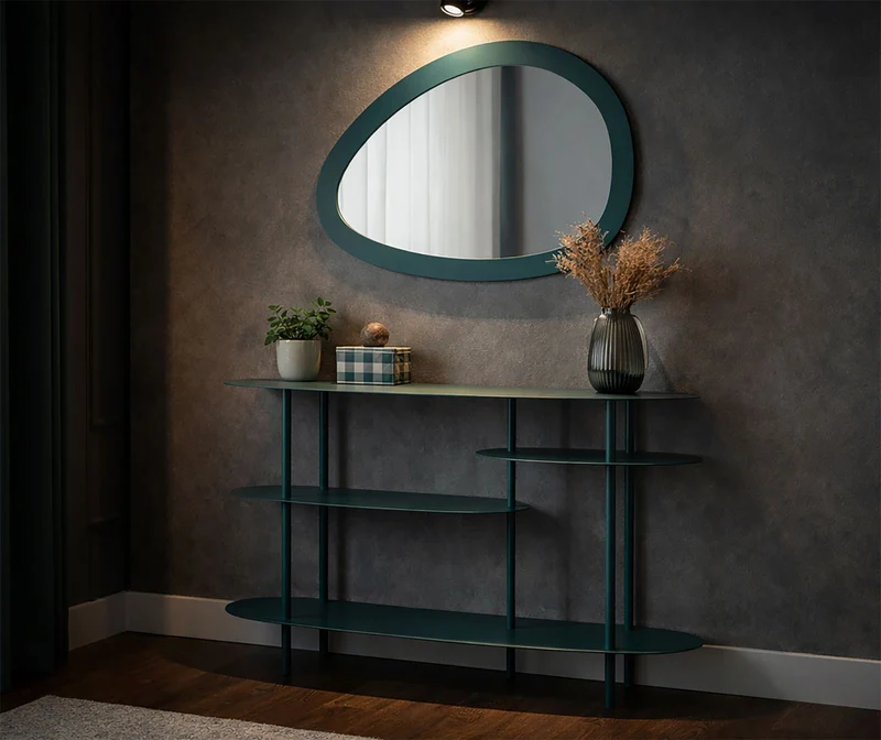 Consolle moderna con ripiano in finitura neutra 118x34x82 cm - SATURNO PLUS