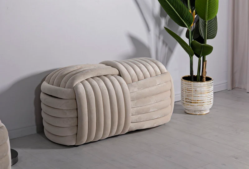 Panca imbottita color in tessuto 90x45x45 cm - SOFTY