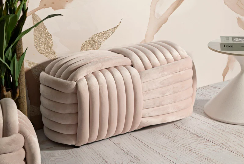 Panca imbottita color in tessuto 90x45x45 cm - SOFTY
