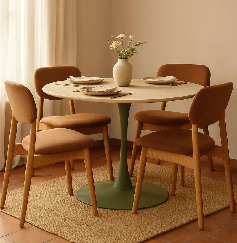 Tavolo da pranzo rotondo in legno naturale 120x76 cm - STOCCOLMA